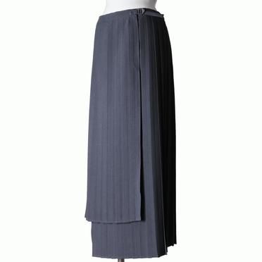 MIDIUMISOLID for Ladies プリーツアシンメトリーラップスカート　CHARCOAL GRAY No.2