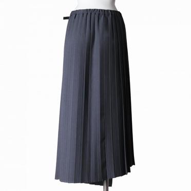 MIDIUMISOLID for Ladies プリーツアシンメトリーラップスカート　CHARCOAL GRAY No.5