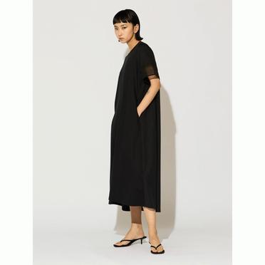 MIDIUMISOLID for Ladies スリーブスイッチングAラインワンピース　BLACK No.13