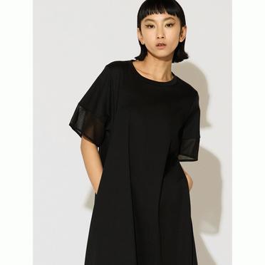 MIDIUMISOLID for Ladies スリーブスイッチングAラインワンピース　BLACK No.15