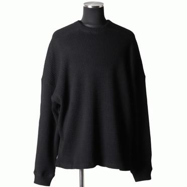 Heavy Waffle Over Size Top　BLACK No.1