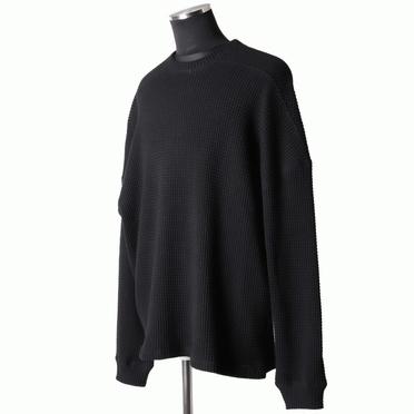 Heavy Waffle Over Size Top　BLACK No.2