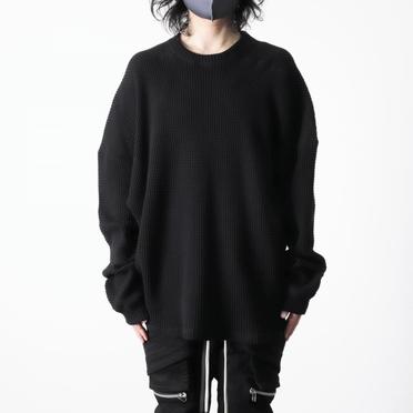 Heavy Waffle Over Size Top　BLACK No.13