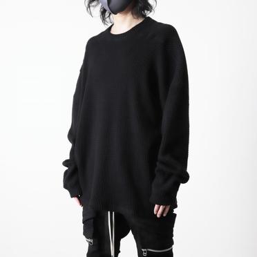 Heavy Waffle Over Size Top　BLACK No.14