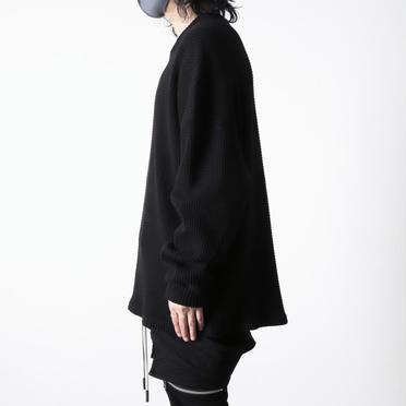 Heavy Waffle Over Size Top　BLACK No.15