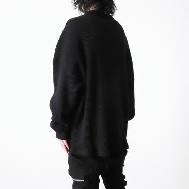 Heavy Waffle Over Size Top　BLACK No.16