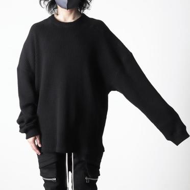 Heavy Waffle Over Size Top　BLACK No.19