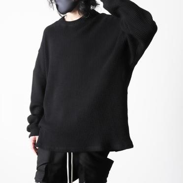 Heavy Waffle Over Size Top　BLACK No.20