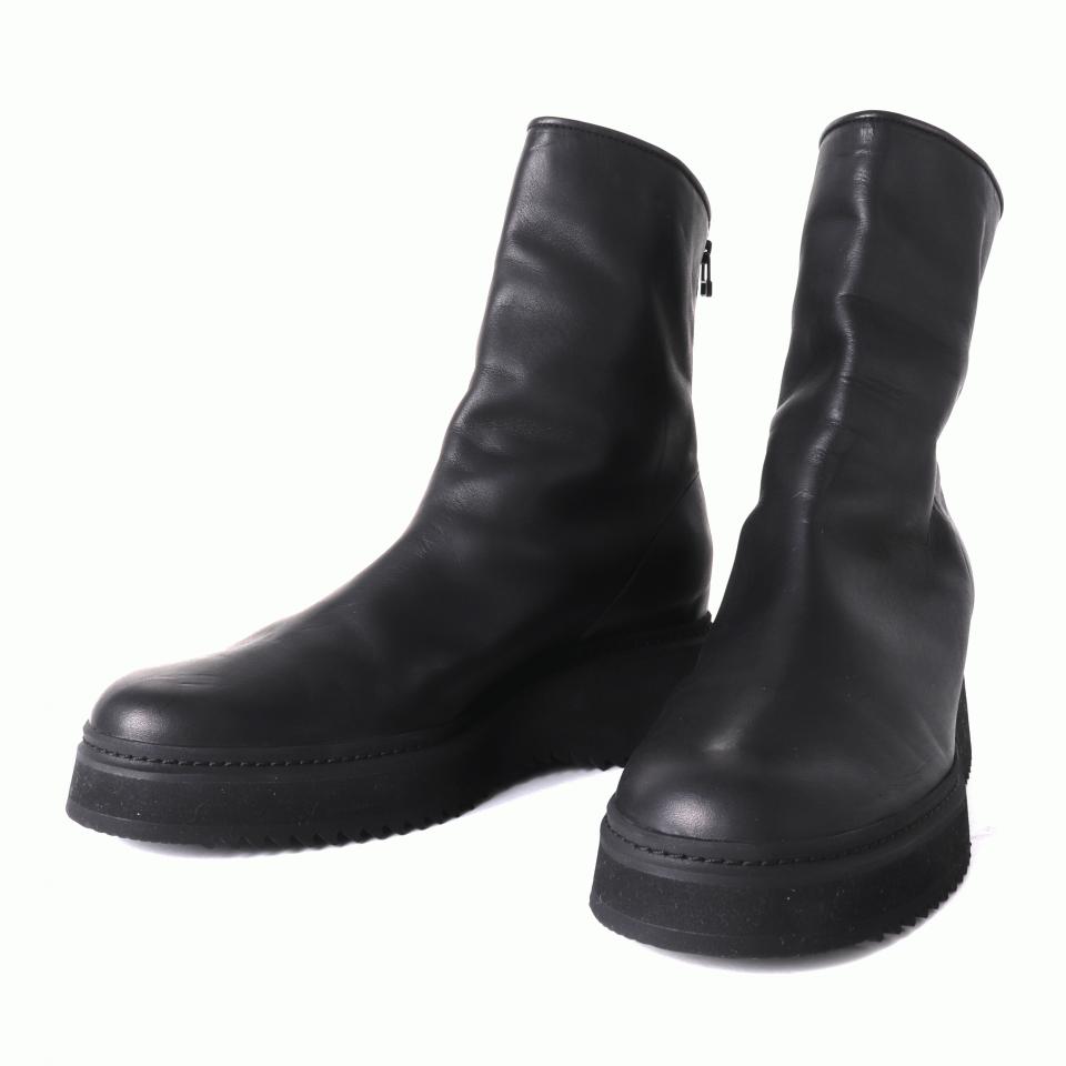 素染めベジタブル インヒールブーツ　BLACK
