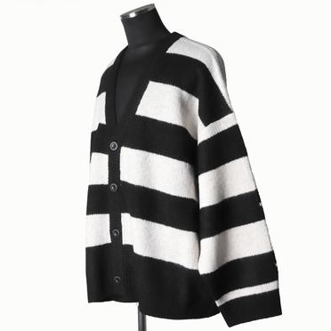 Stripes Combi Knit Cardigan　BK×IV×GY No.2