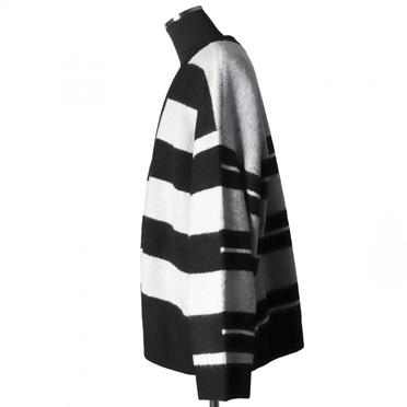 Stripes Combi Knit Cardigan　BK×IV×GY No.3