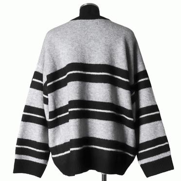 Stripes Combi Knit Cardigan　BK×IV×GY No.5