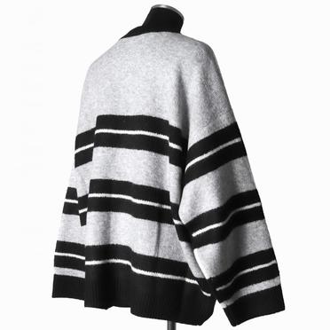 Stripes Combi Knit Cardigan　BK×IV×GY No.6