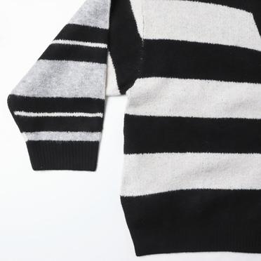 Stripes Combi Knit Cardigan　BK×IV×GY No.12