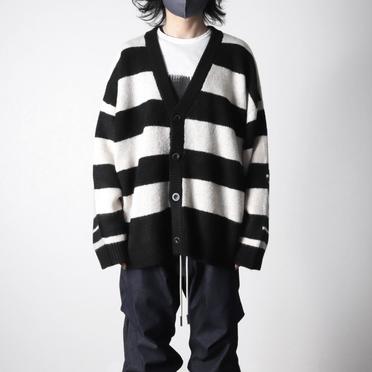 Stripes Combi Knit Cardigan　BK×IV×GY No.15