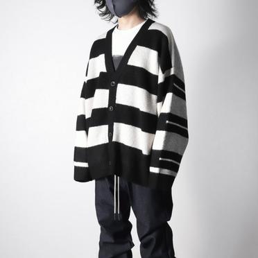 Stripes Combi Knit Cardigan　BK×IV×GY No.16