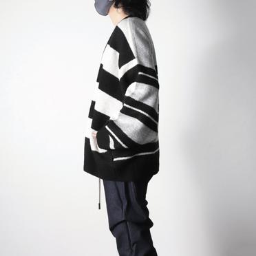 Stripes Combi Knit Cardigan　BK×IV×GY No.17