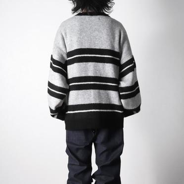 Stripes Combi Knit Cardigan　BK×IV×GY No.19