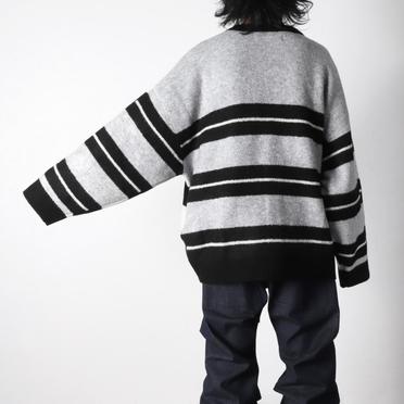 Stripes Combi Knit Cardigan　BK×IV×GY No.20
