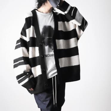 Stripes Combi Knit Cardigan　BK×IV×GY No.24