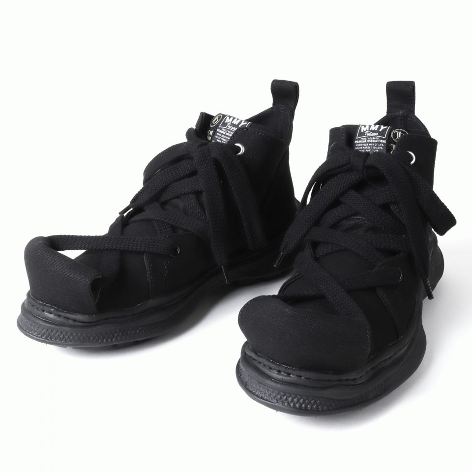 ROLL-TONGUE STAINING SHOES feat. Maison MIHARA YASUHIRO (MID CUT)　BLACK×BLACK