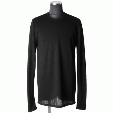 Lacy Jacquard Stripe Crew Neck Top　BLACK No.1