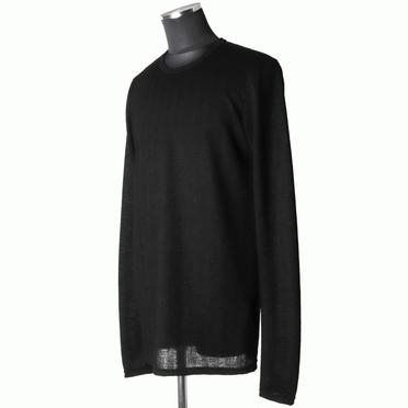 Lacy Jacquard Stripe Crew Neck Top　BLACK No.2