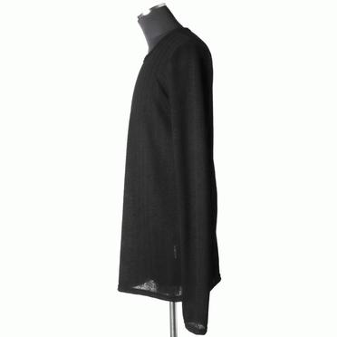 Lacy Jacquard Stripe Crew Neck Top　BLACK No.3