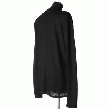 Lacy Jacquard Stripe Crew Neck Top　BLACK No.6