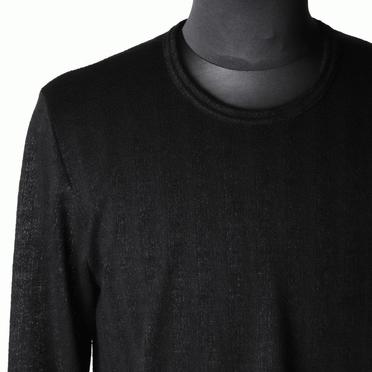 Lacy Jacquard Stripe Crew Neck Top　BLACK No.7