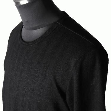 Lacy Jacquard Stripe Crew Neck Top　BLACK No.8