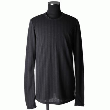 Lacy Jacquard Stripe Crew Neck Top　D.GREY No.1