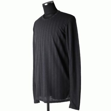 Lacy Jacquard Stripe Crew Neck Top　D.GREY No.2