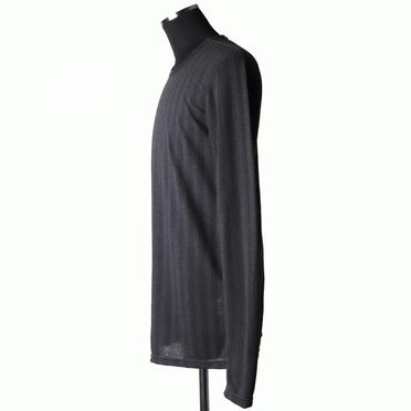 Lacy Jacquard Stripe Crew Neck Top　D.GREY No.3