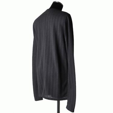 Lacy Jacquard Stripe Crew Neck Top　D.GREY No.6