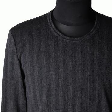 Lacy Jacquard Stripe Crew Neck Top　D.GREY No.7