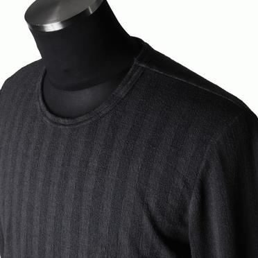 Lacy Jacquard Stripe Crew Neck Top　D.GREY No.8