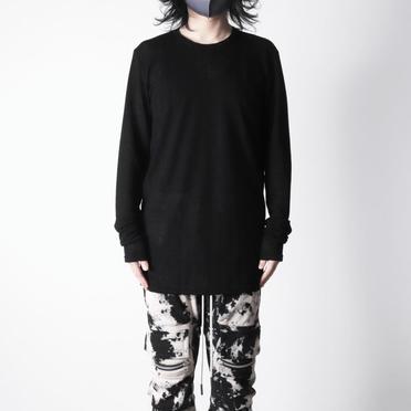 Lacy Jacquard Stripe Crew Neck Top　BLACK No.13