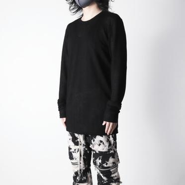 Lacy Jacquard Stripe Crew Neck Top　BLACK No.14