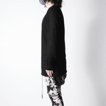 Lacy Jacquard Stripe Crew Neck Top　BLACK No.15