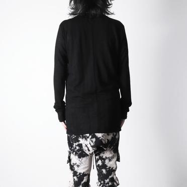 Lacy Jacquard Stripe Crew Neck Top　BLACK No.16