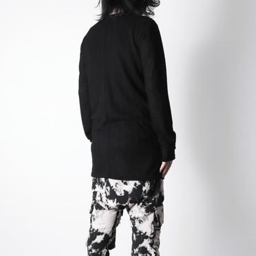 Lacy Jacquard Stripe Crew Neck Top　BLACK No.17