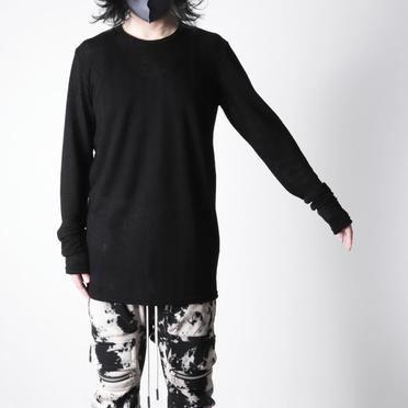 Lacy Jacquard Stripe Crew Neck Top　BLACK No.18