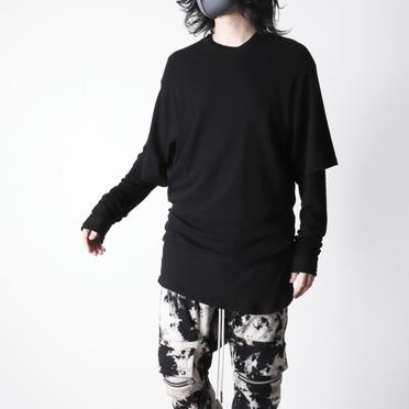 Lacy Jacquard Stripe Crew Neck Top　BLACK No.19