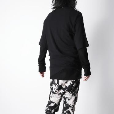 Lacy Jacquard Stripe Crew Neck Top　BLACK No.20