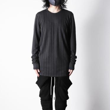 Lacy Jacquard Stripe Crew Neck Top　D.GREY No.13