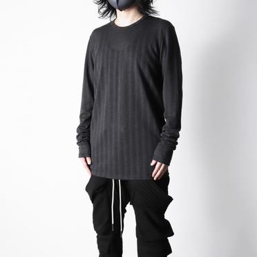 Lacy Jacquard Stripe Crew Neck Top　D.GREY No.14