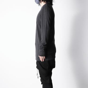 Lacy Jacquard Stripe Crew Neck Top　D.GREY No.15