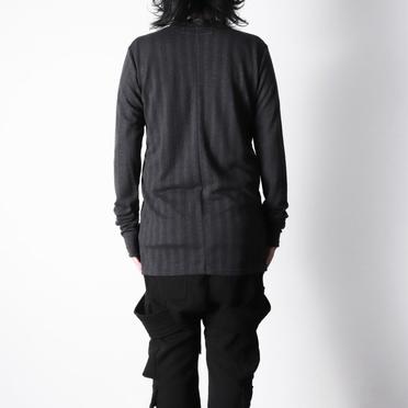 Lacy Jacquard Stripe Crew Neck Top　D.GREY No.16