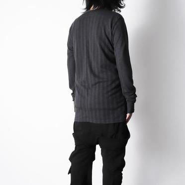 Lacy Jacquard Stripe Crew Neck Top　D.GREY No.17